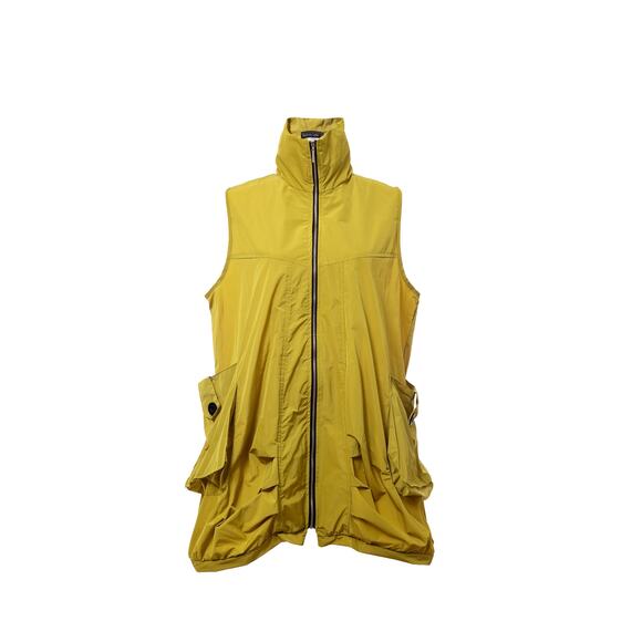Reina Lee Women's Green Zipper Vest Trendy Long Sleeveless Zip Up Size L NWT